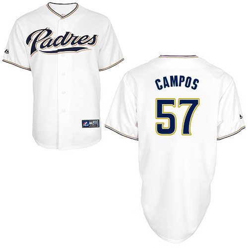 Leonel Campos #57 Youth Baseball Jersey-San Diego Padres Authentic Home White Cool Base MLB Jersey